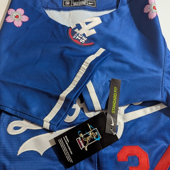 Nike Blue Jersey with Red Number and White Script - Picture 2 of 7